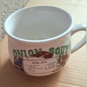 Vintage Onion Soup Recipe Mug Small Chip On Mug.